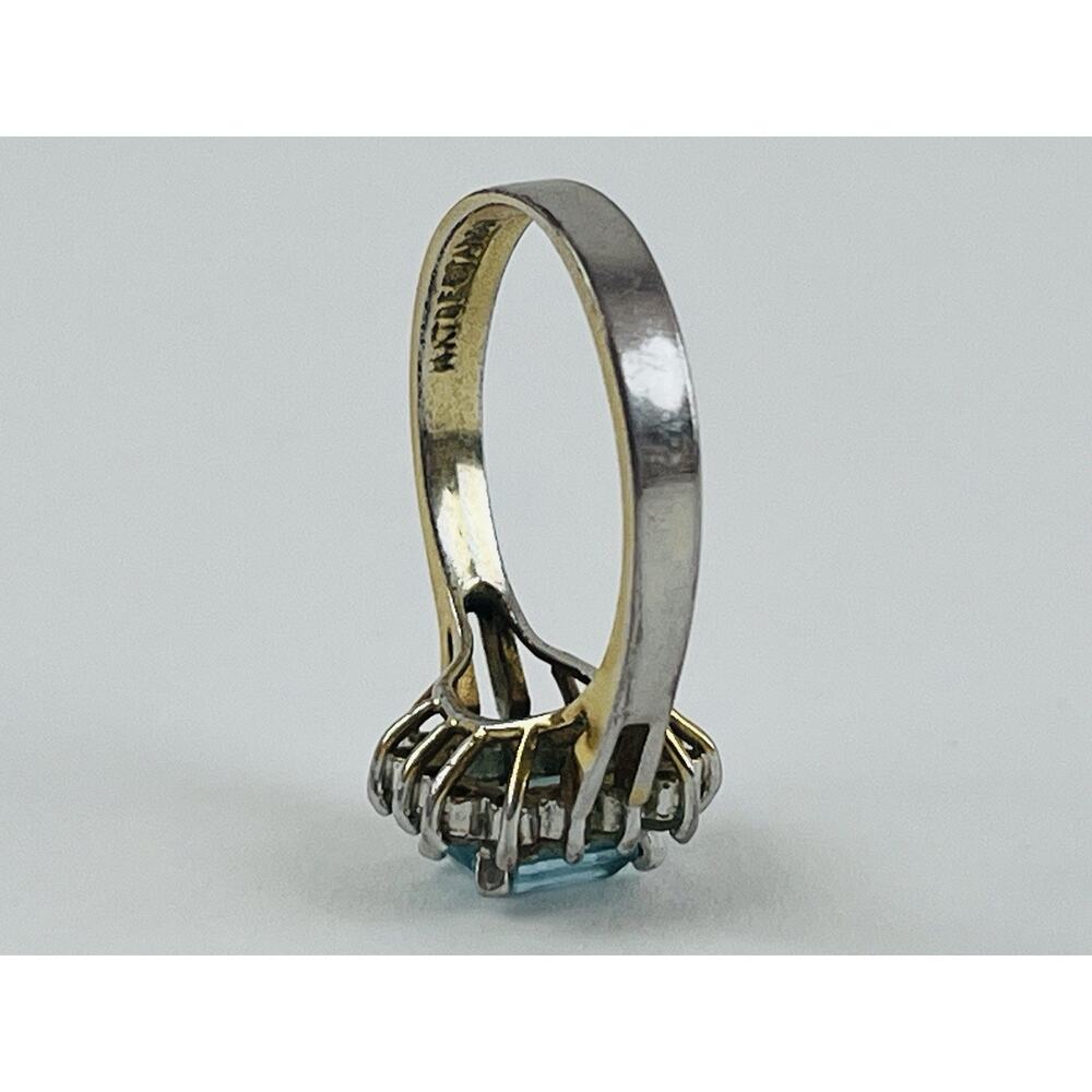 Vintage Ring 14K GE Gold Electroplate Taiwan Size 9 Aquamarine Blue Pale Rhinest - Picture 11 of 16
